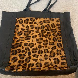 Genuine Leather and Calf Hair Leopard Tote